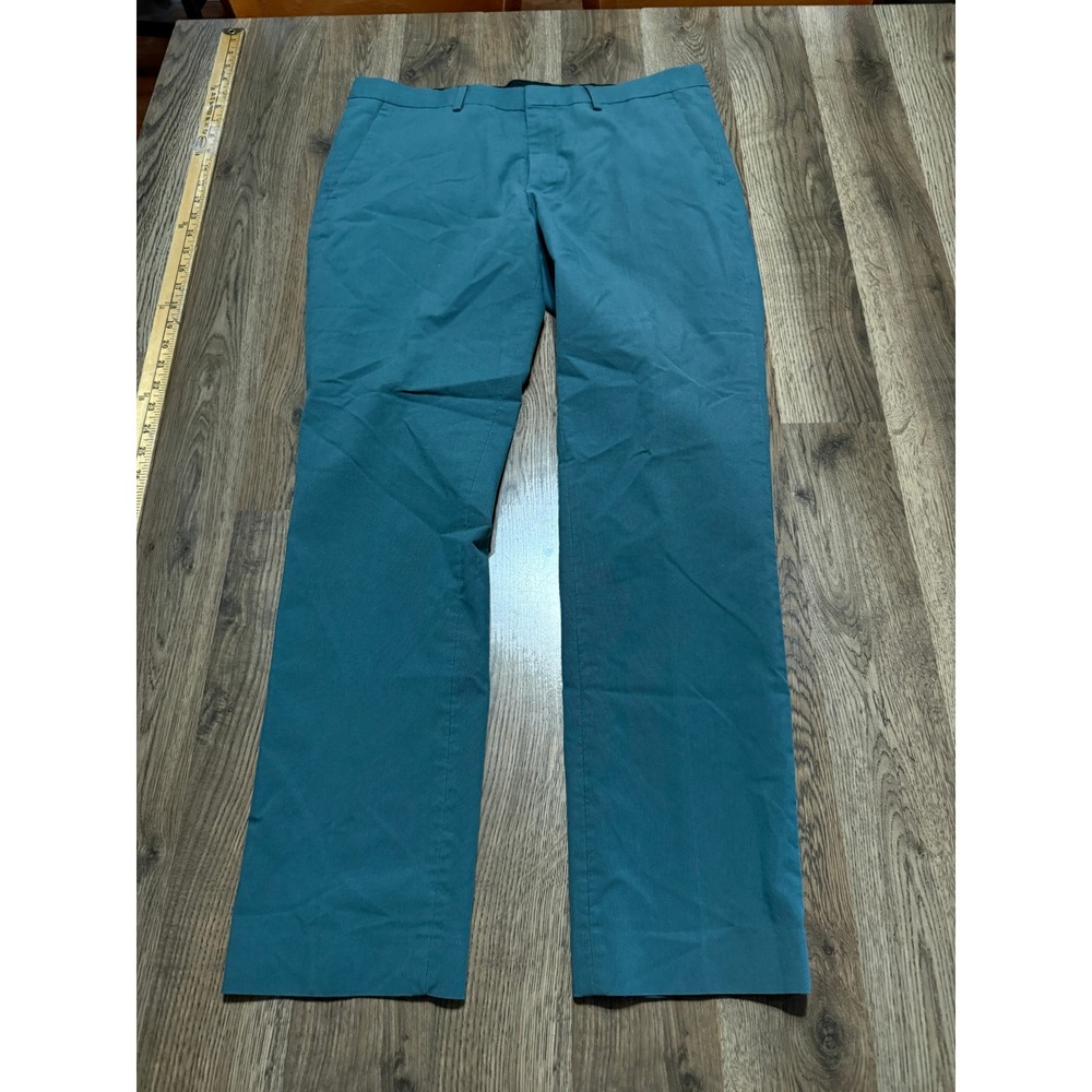 Express Dress Pants Men 32x32 Teal Blue Adult Extra Slim Stretch Chino Excellent
